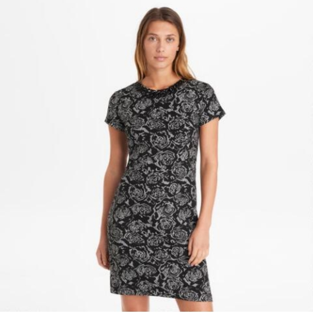 Karl Lagerfeld cap sleeve chain neck knit dress